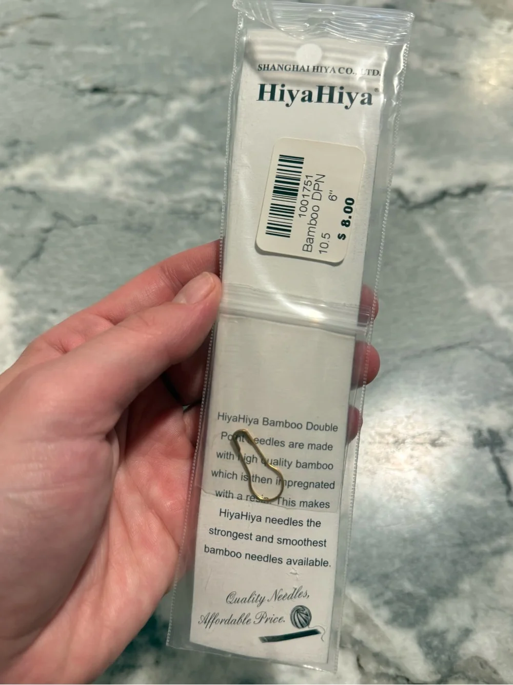 HiyaHiya Bamboo DPN 10.5 8” Knitting Needles